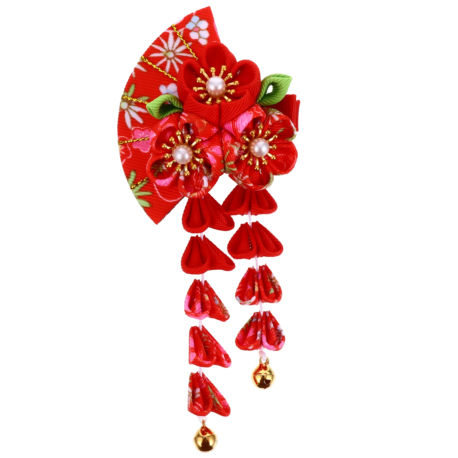 

Headband Girl Tassel Bell Hair Accessory Child Bride Fan Shape Decor Cloth Plastic Clips Headdress