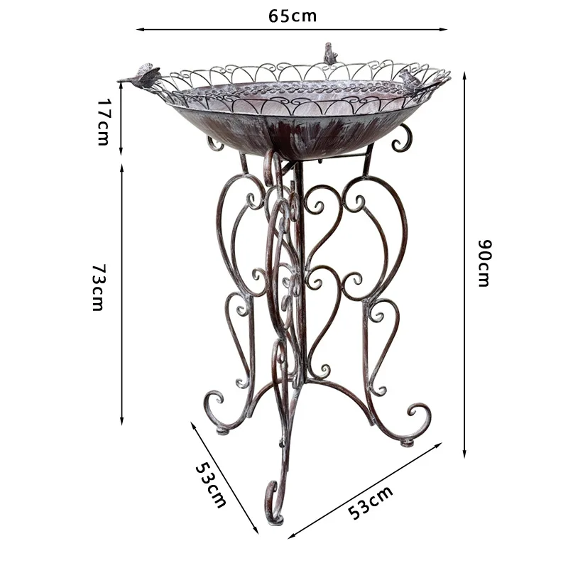 

European retro wrought iron decorative bird feeding water bath tub garden decorative bird bath tub tripod bath tub