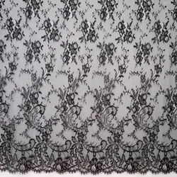 3M/Lot Luxury Bone Line French Eyelash Lace Fabric Black White Lace Handmade DIY Clothing Wedding Dress Accessories