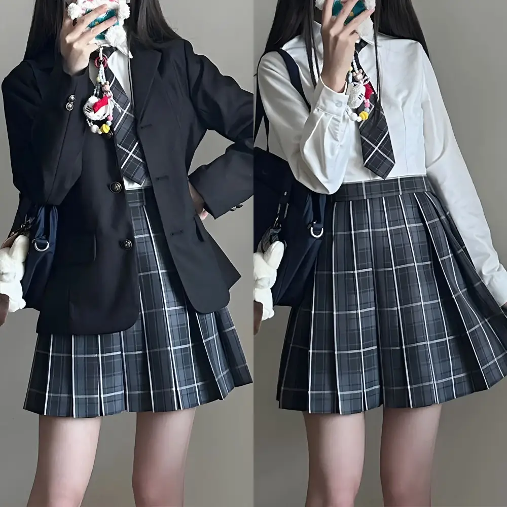 Multicolor JK Uniforme Escolar Conjunto para Meninas Japonesas, Graduação Foto Outfit, Sexy Saia Plissada, Fantasias Cosplay para Mulheres, 5 Peças