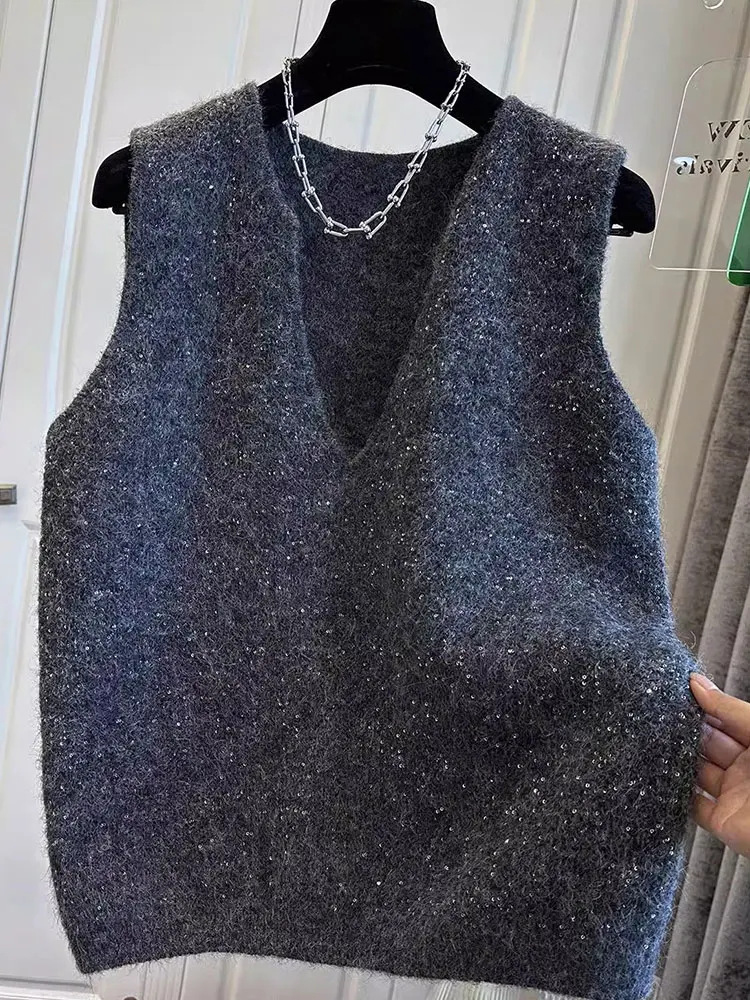 

Faionable V-Ne Svel вязаный жилет женский ранний осенний iny дизайн Sense многослойный свитер с подкладкой модный