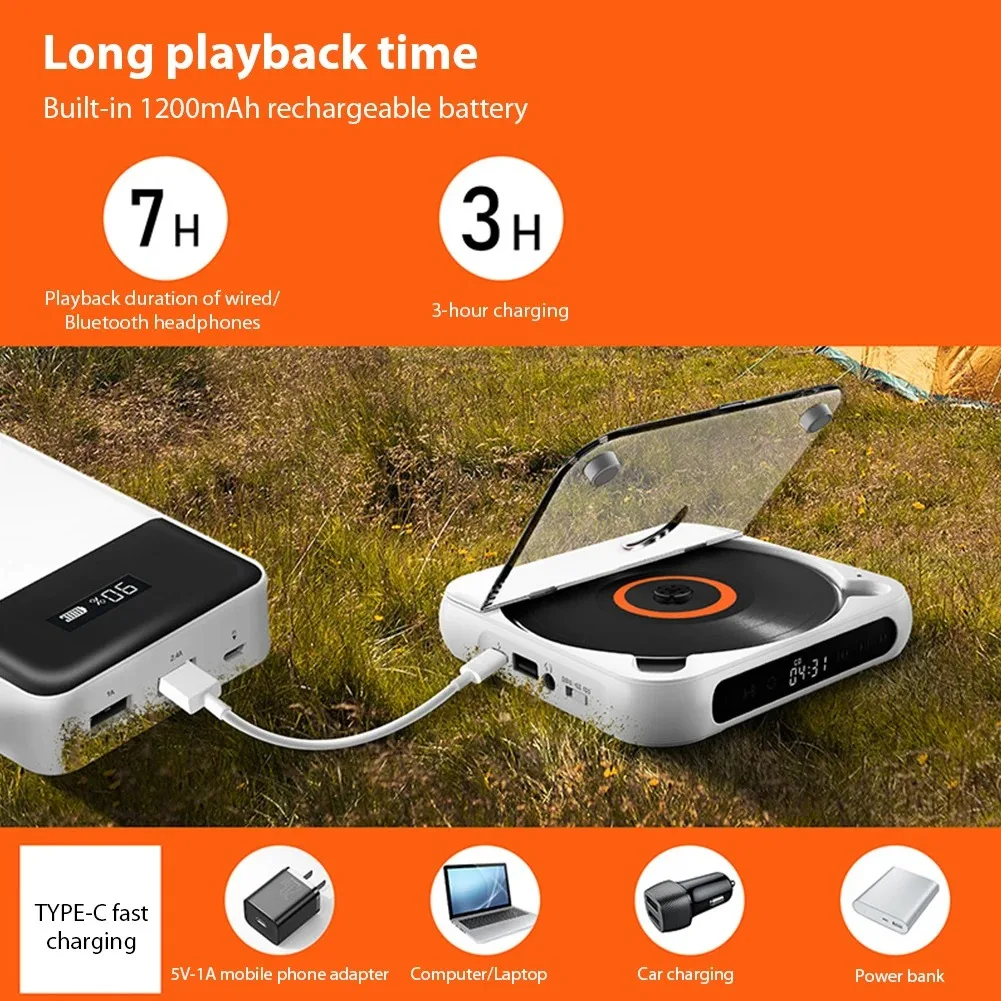 مشغل أقراص مضغوطة A-B تكرار مشغل أقراص مضغوطة متوافق مع البلوتوث USB AUX تشغيل مشغل أقراص مضغوطة للسيارة وظيفة الذاكرة لتعليم اللغة الإنجليزية للسيارة المنزلية