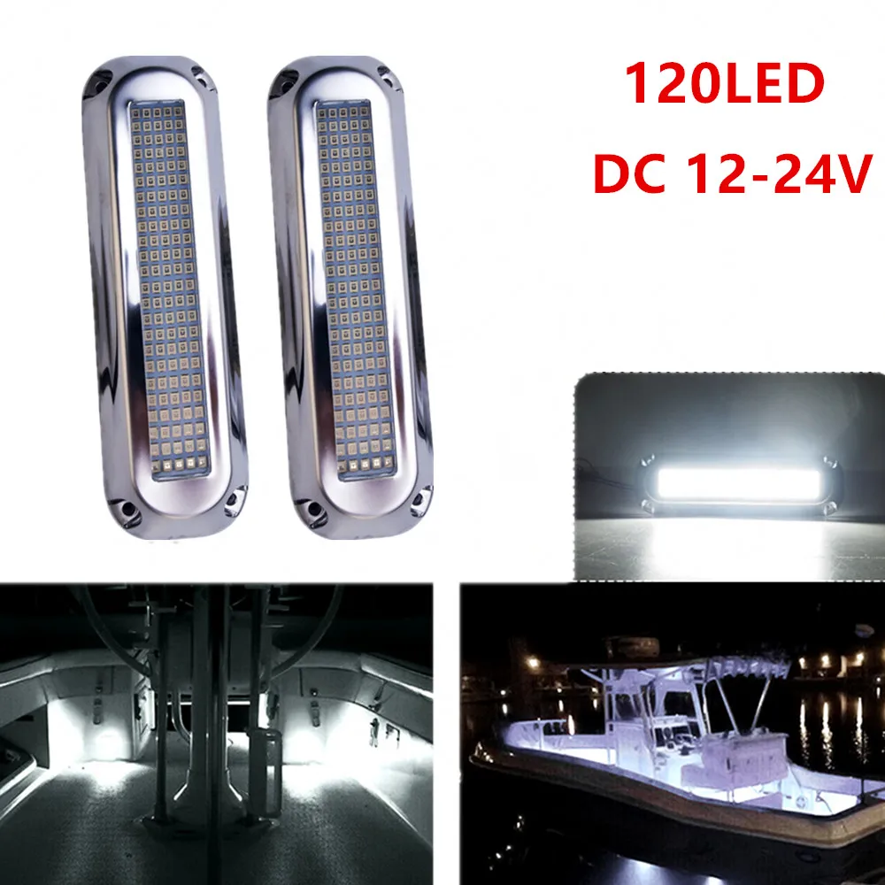 2PCS Yacht Marine Signal Light LED Boat Marine Indicator Navigation Lights 90LED  Chrome Transom Pontoon light Accessories