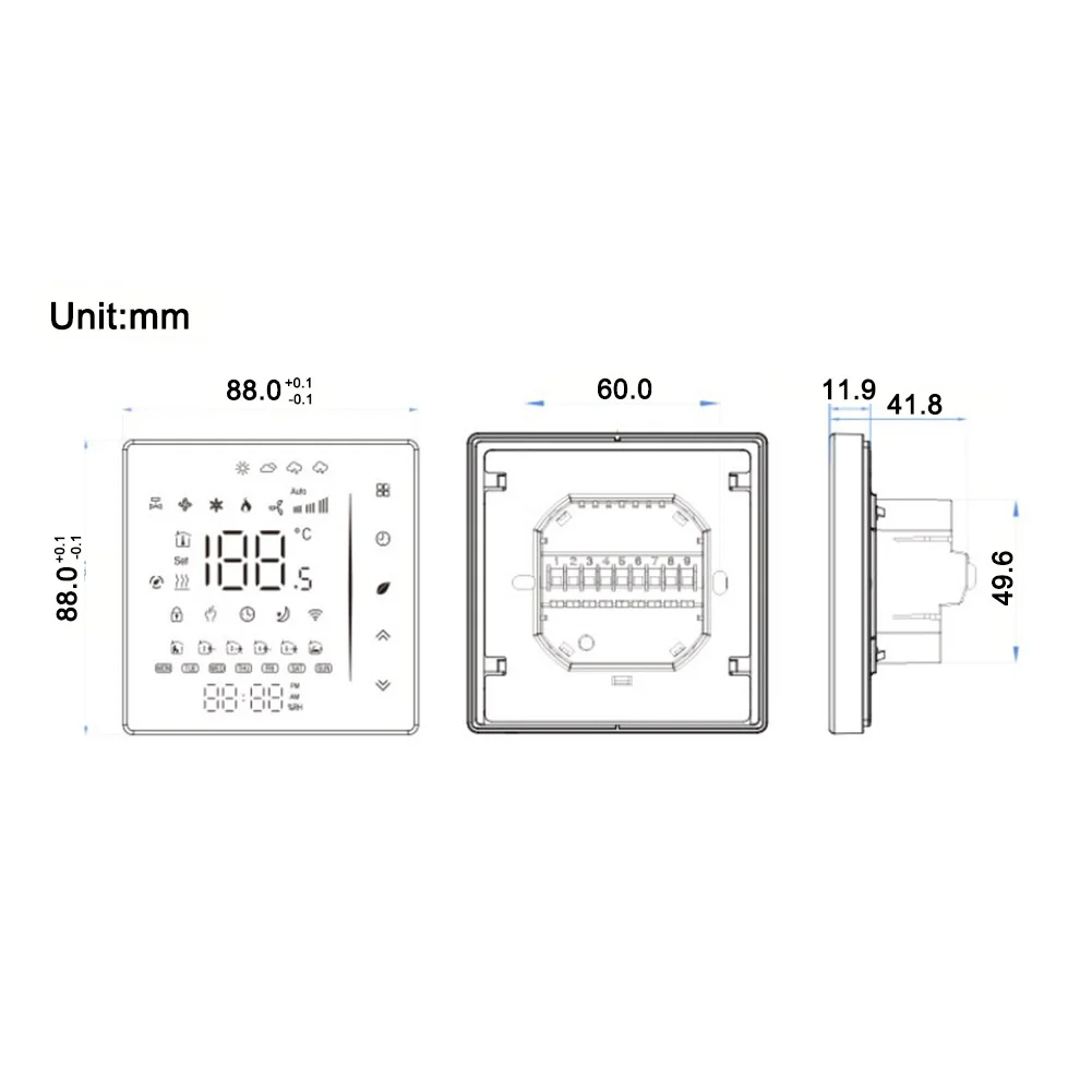 For Smart Thermostat with 5 Plus 1 Plus 1 Scheduling for TUYU WiFi Compatible with For Smart for Life APP Remote Control