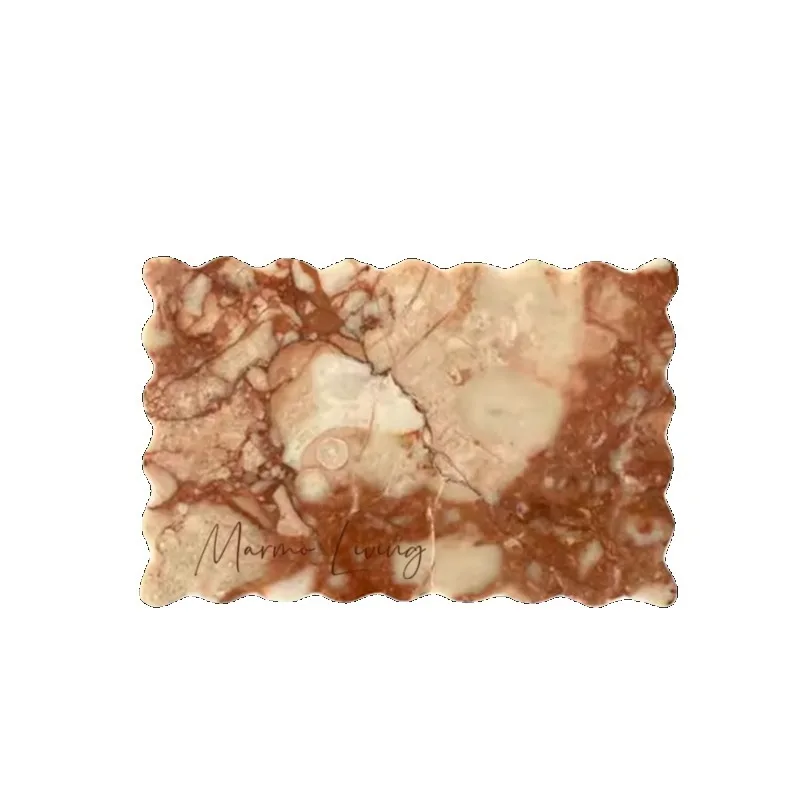 French silent wind natural marble tray designer model room villa desktop storage tray decorative decoration