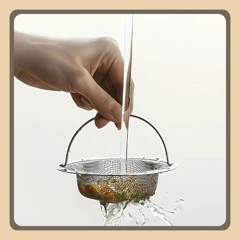 

Sink Strainer with Handle Stainless Steel Mesh Filter Rustproof Drain Basket for Kitchen Bathroom Wash Fruits Vegetables