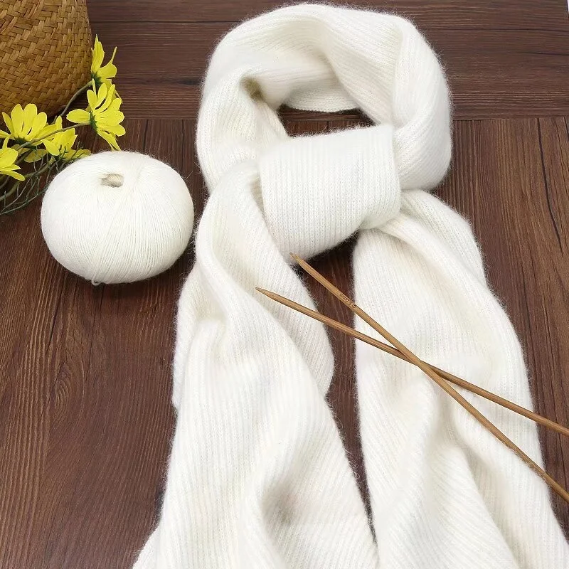 High-Quality Cashmere Scarf Material Kit, Wool Cashmere Yarn, Material Kit for DIY Hand-Knitted Cashmere Scarves, Suitable for Making Couple Scarves, High-End Cashmere Sweaters, Sweaters, Hats, Large Shawls, Vests, Gloves, and Other Autumn and Winter Fashion Warm Knitwear for Men and Women, Including 6 Yarns + Sweater Needles and Decorative Patches