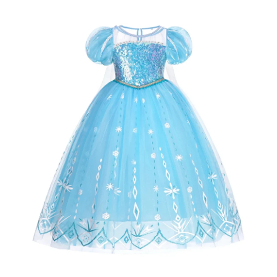 Disney Elsa Costume Frozen Dress Snow Queen Fancy Cosplay Dance Party Tutu elegante bambino vestire vestiti di carnevale 2-10 anni