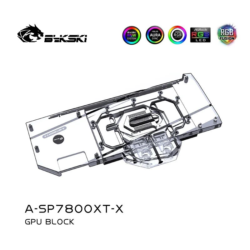 바이스키 A-SP7800XT-X GPU 수랭 블럭 (사파이어 라데온 RX 7800 XT 니트로 / 퓨어 / 펄스 RX 7700 XT 비디오 카드 / 구리 라디에이터용)