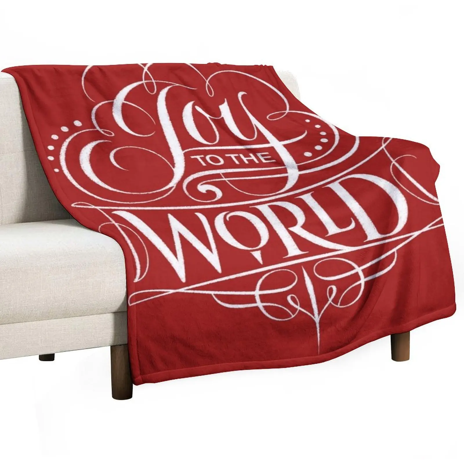 Joy to the World - Christmas Chalk Calligraphy Lettering - Red Throw Blanket wednesday funny gift Cute Plaid Hair Blankets