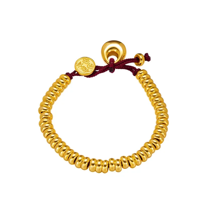 NovaGlod 9999   high-quality ancient abacus beads and small fat blessing red rope 24K real gold bracelet women's bracelet bracel