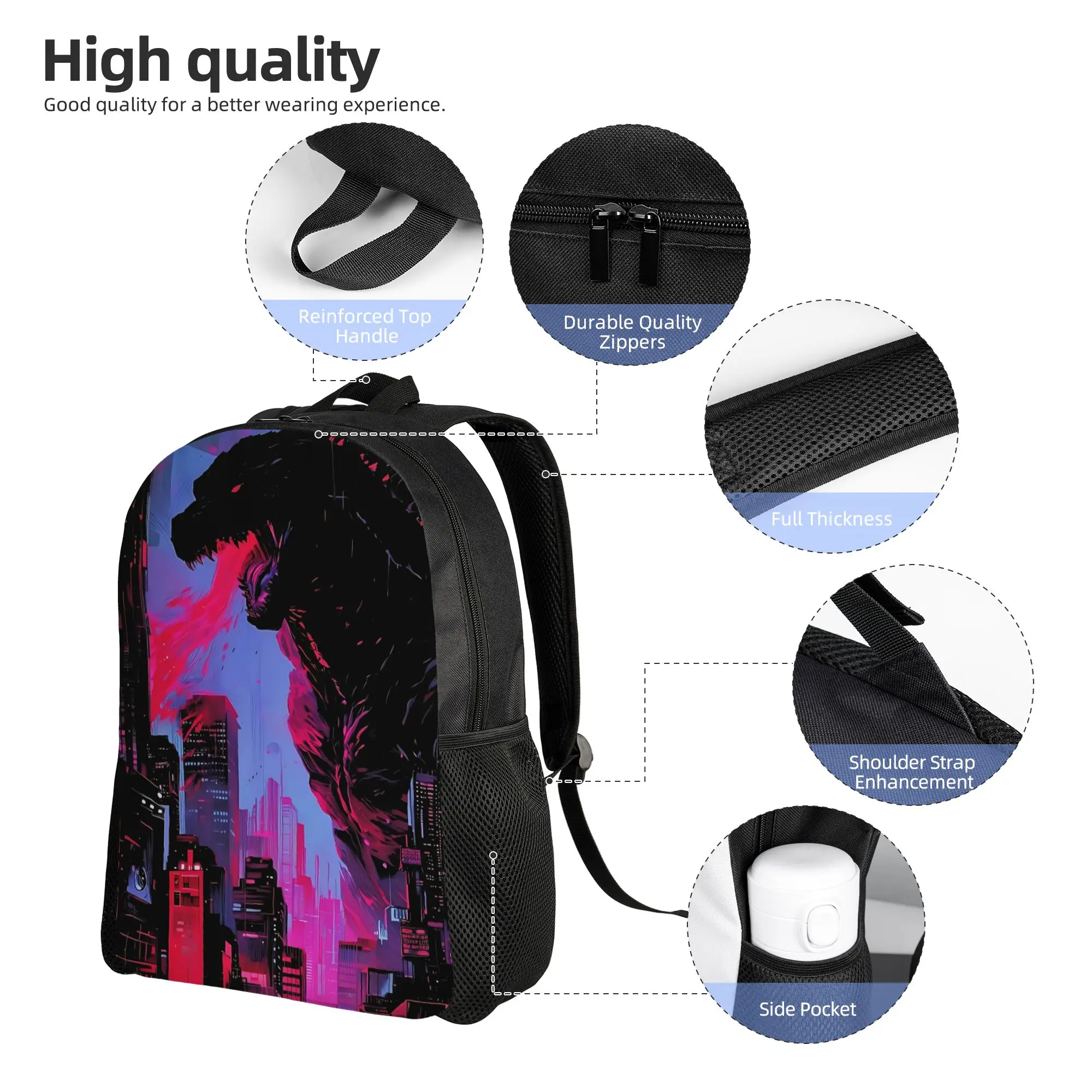 1Piece Backpack Meltdown New School Year Bookbag For School  GODZILLA Birthday Gift New Term Starts view 3