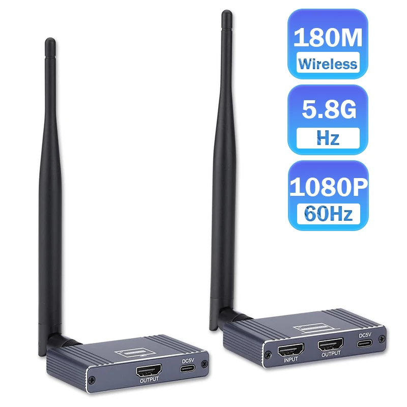 

Беспроводной передатчик и приемник HDMI 5,8 ГГц 180 м Беспроводной удлинитель HDMI 1080P при 60 Гц Адаптер для подключения дисплея для ПК Монитор Loptop