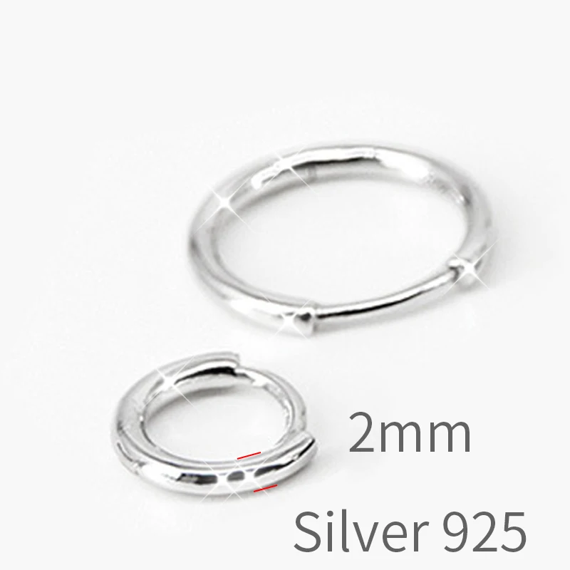 Boucles d'oreilles créoles en argent Sterling 925 pour femmes, boucles d'oreilles à boucle Simple, 14 16 18 20mm