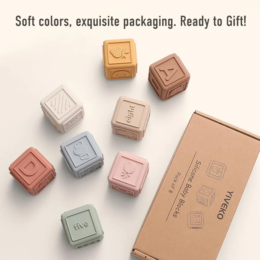 Soft Silicone Stacking Blocks for Babies and Toddlers: Gentle Teethers MontessoriInspired Educational Toys for Sensory Developm