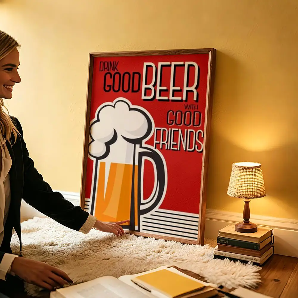 Drinking Beer Lifestyle Concept Poster Wall Art Print Poster Decorative Mural Home Decor Gift Unframed