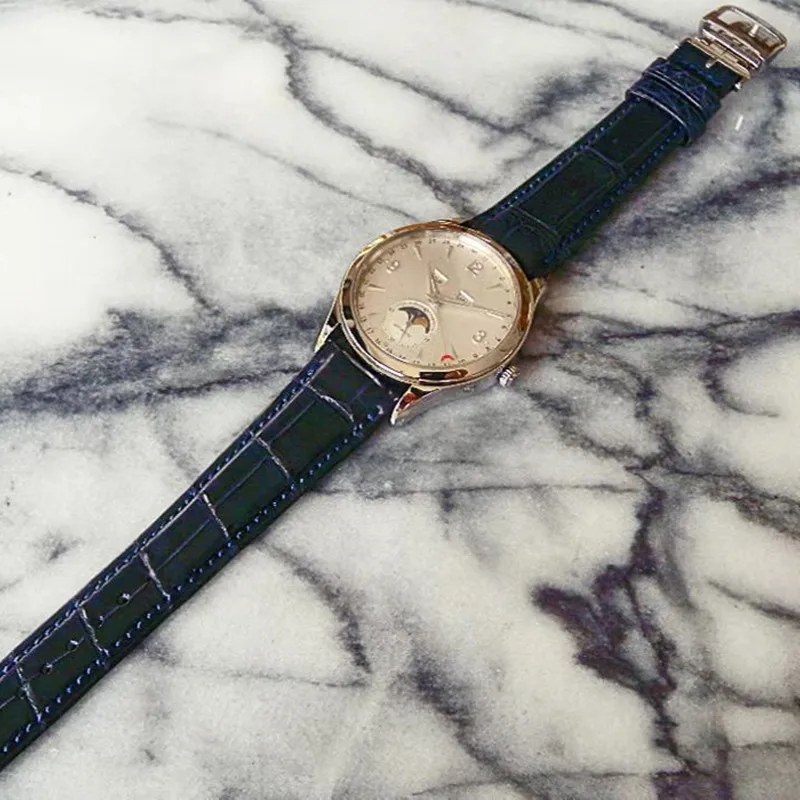 42 مللي متر الطلب الكبير الرجال العلامة التجارية الفاخرة القمر المرحلة عرض سلسلة رئيسية التلقائي الجلود التقويم أعلى جودة ساعة ياقوت AAA #4