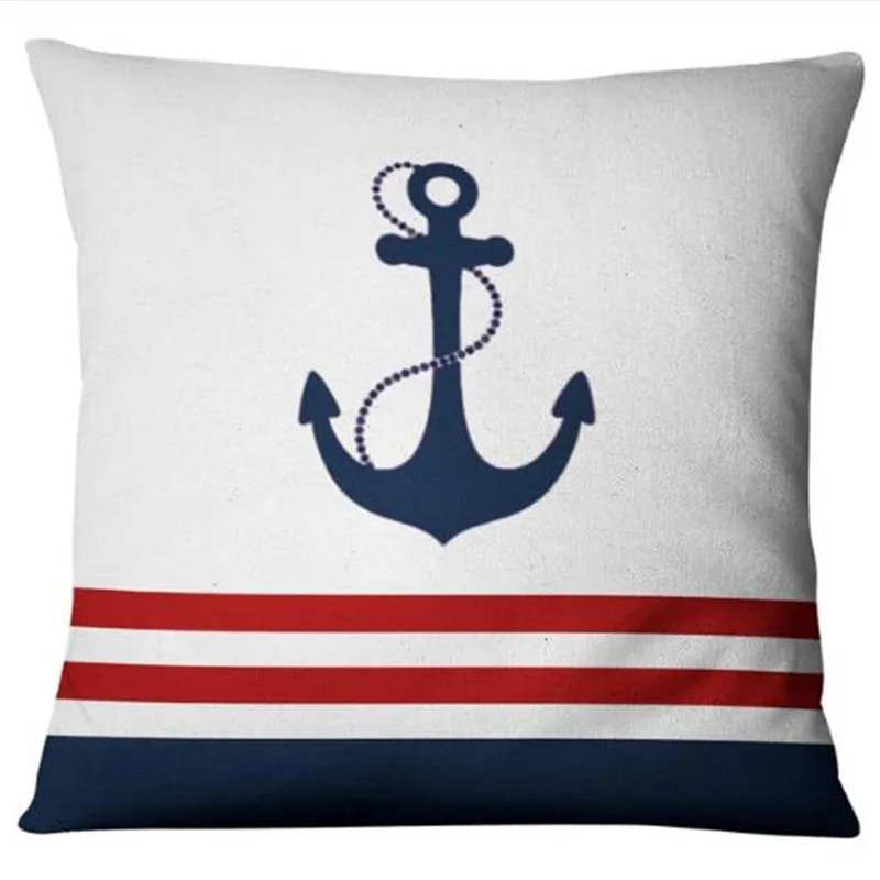 45x45cm náutico azul marino concha náutica estrella de mar almohada océano funda de cojín sofá ventanal cojín decoración del