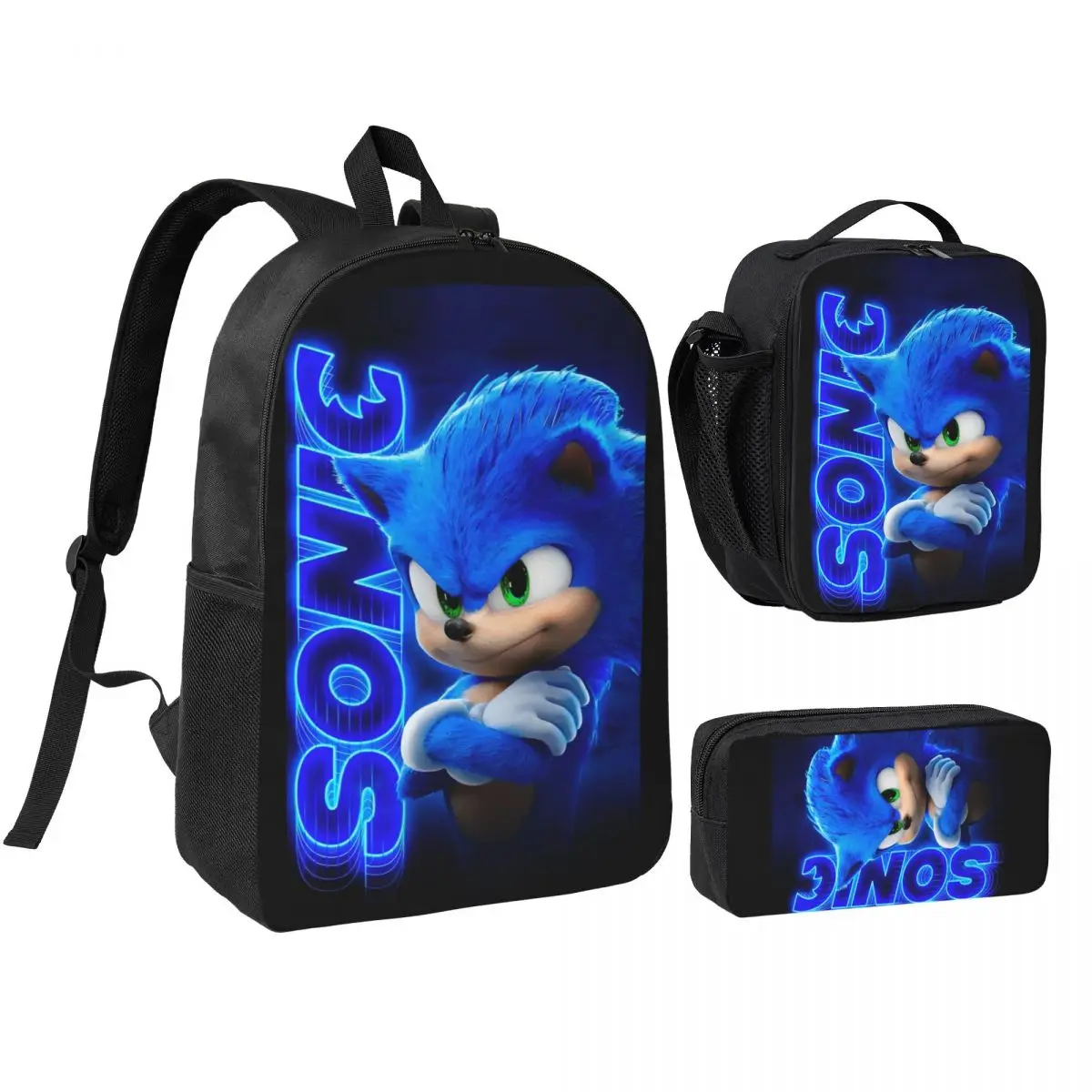 

Рюкзак Sonices Cartoon 3pecs/set для студента, сумка через плечо для ноутбука, сумка для обеда, пенал