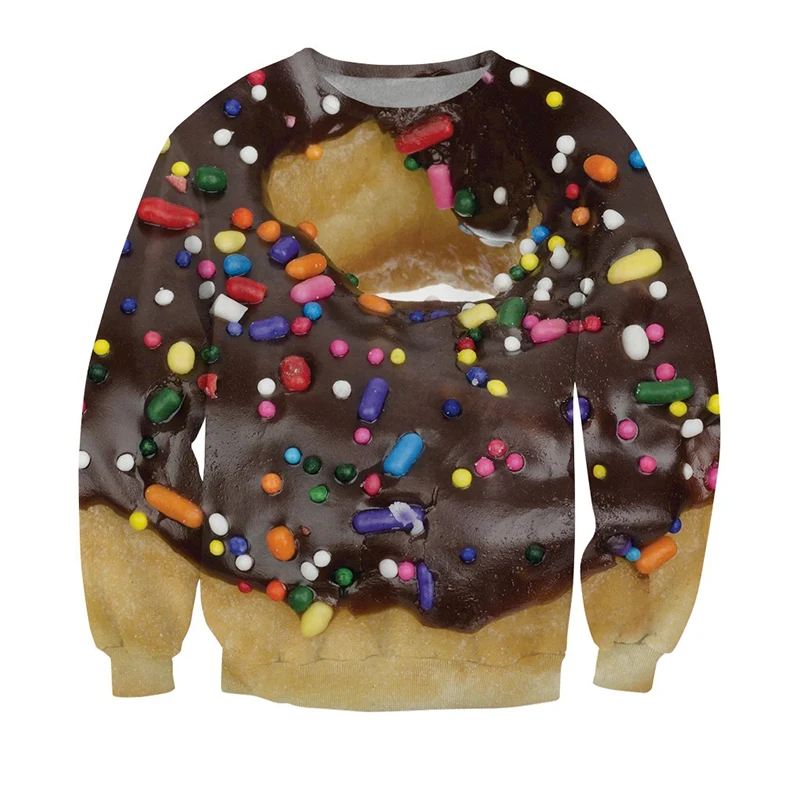 2024 New Men's Fashion 3D Doughnut Prined Hooded Sweatshirt Hoodie Loose Casual Daily Street Chocolate Graphic Sweatshirts Tops