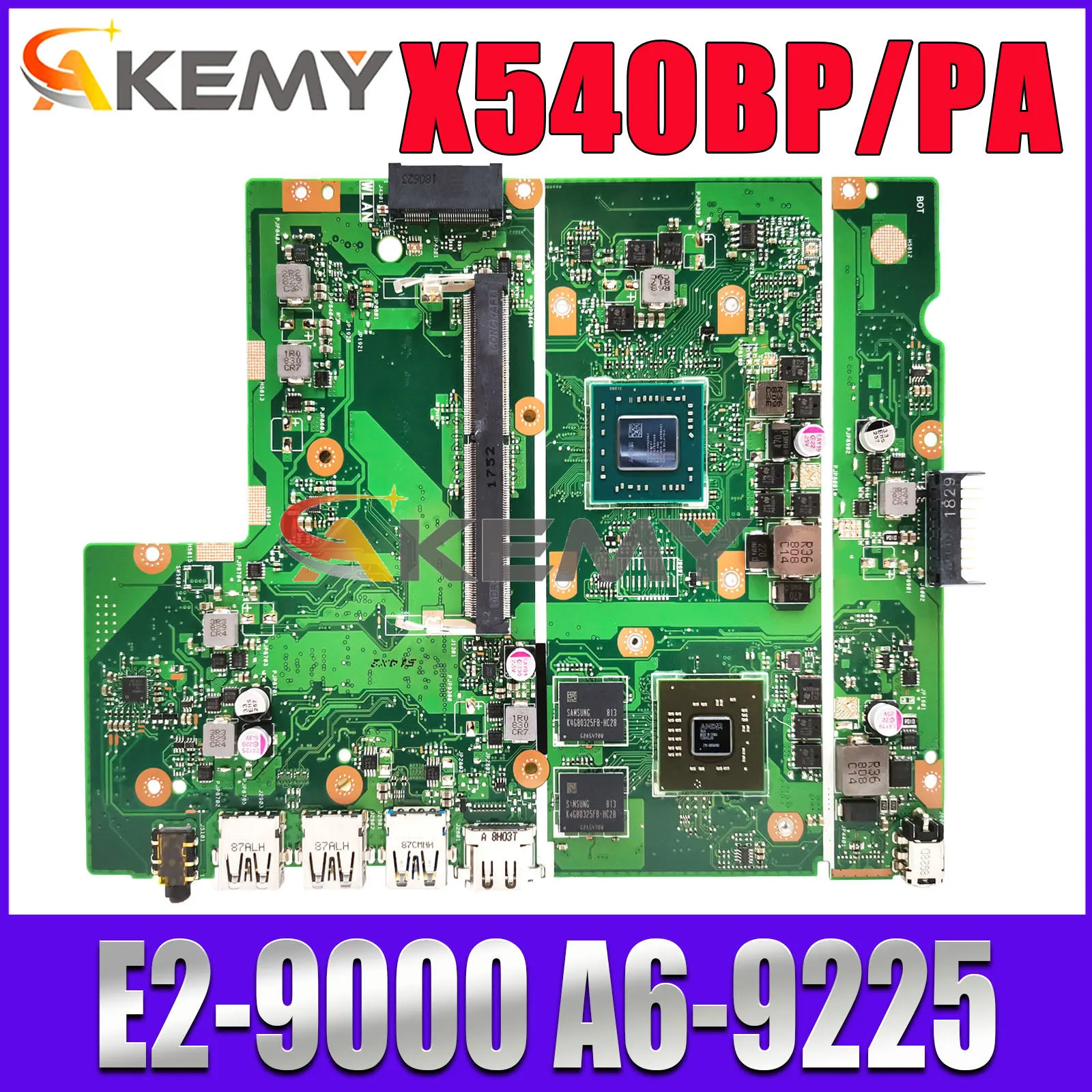 

X540BP Notebook Mainboard For ASUS X540B A540 X540BA Laptop Motherboard With AMD A6-9225 A9-9425 CPU 100% test OK