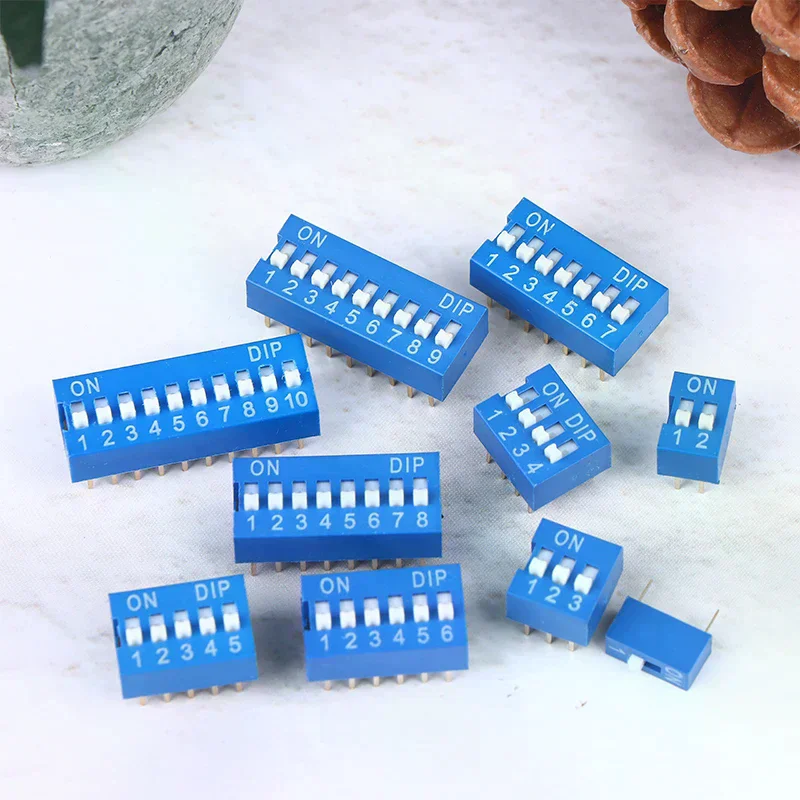 

10Pcs Slide Type Switch Module 1 2 3 4 5 6 7 8 10Pin DIP Switch Kit 2.54mm Toggle Switch Blue Snap Switches