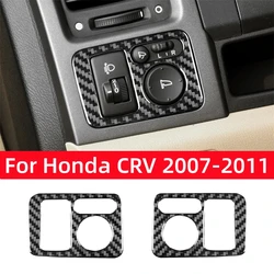For Honda CRV 2007 2008 2009 2010 2011 Accessories Carbon Fiber Car Rearview Mirror Adjustment Headlight Switch Trim Frame Cover