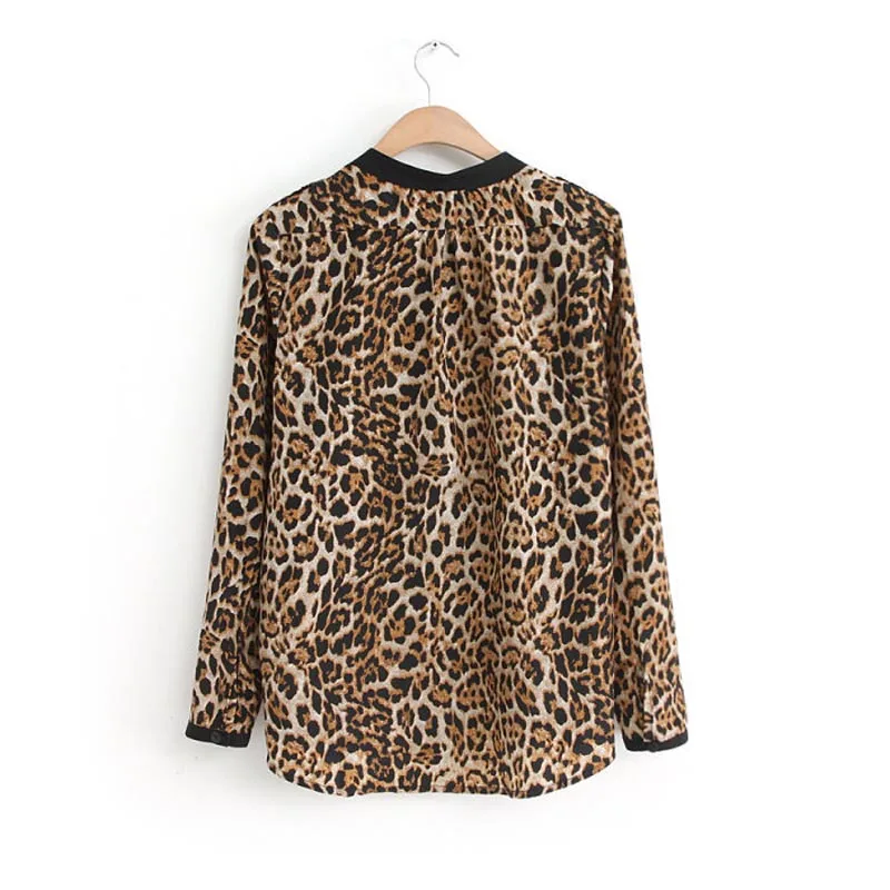 Chiffon Leopard Women Shirt Casual Long Blouses Print Slim Sleeve S Women Shirts Elegant Woman Clothing Loose