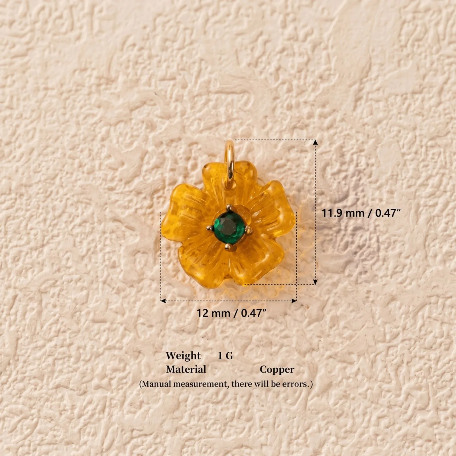 1 Stück Harz-Mehrfarben-Blumenanhänger, 18K vergoldeter Zirkonia-Messinganhänger für DIY-Halsketten- und Ohrringzubehör, Großhandel – Detail 6