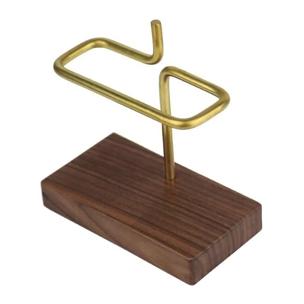 

Brass Material Coffee Filter Paper Holder Wooden Base Vertical Coffee Drip Paper Shelf Portable Geometric Design