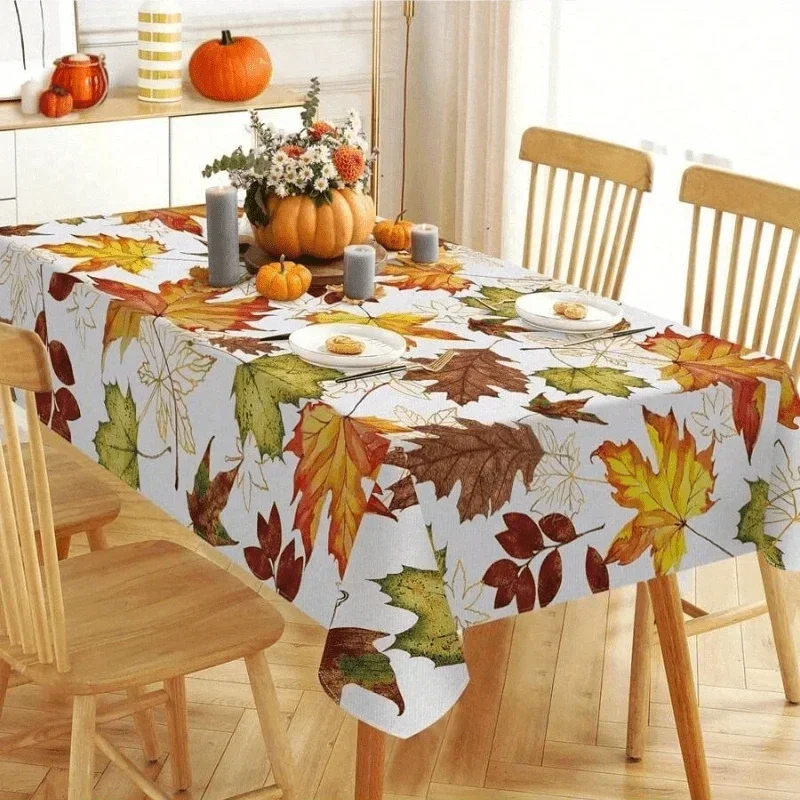 1 PC Thanksgiving rectangular/round tablecloth with a design of abundant harvest season and autumn pumpkins patternxzj