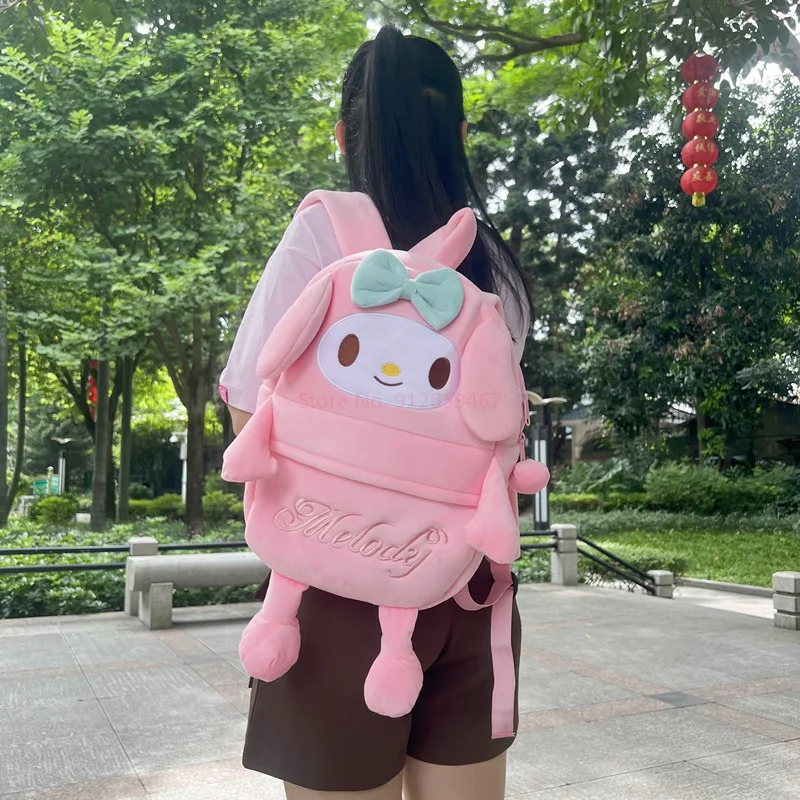 Sanrio Cute Cinnamoroll Cartoon Plush Backpack Kuromi Large Capacity Melody Backpack School Girls Korean Backpack Gift For Girls