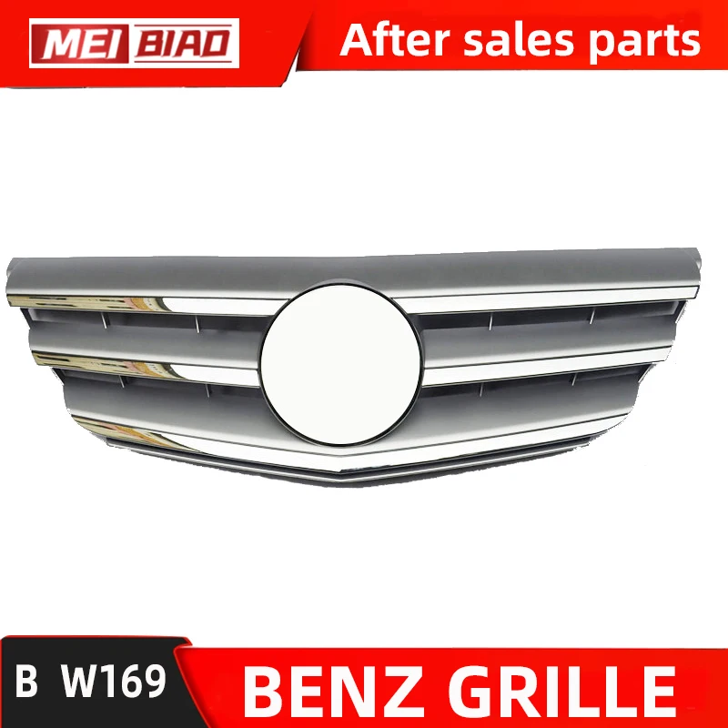 For Mercedes Benz B Class W169 Grille Middel Net Front Center Bunper Grill Silver Replace Part Car Auto