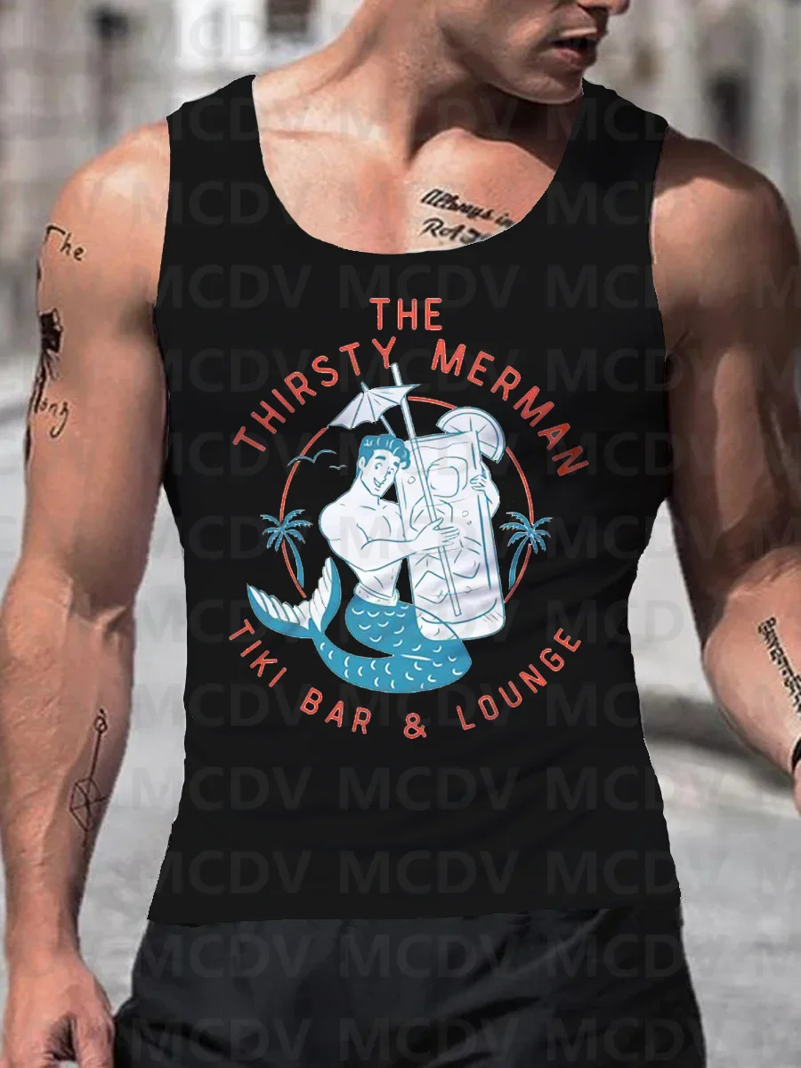 Men's Gay LGBT Juice Merman Art Print Crew Neck Tank Top 3D Printed Tank Tops Men Summer Tops