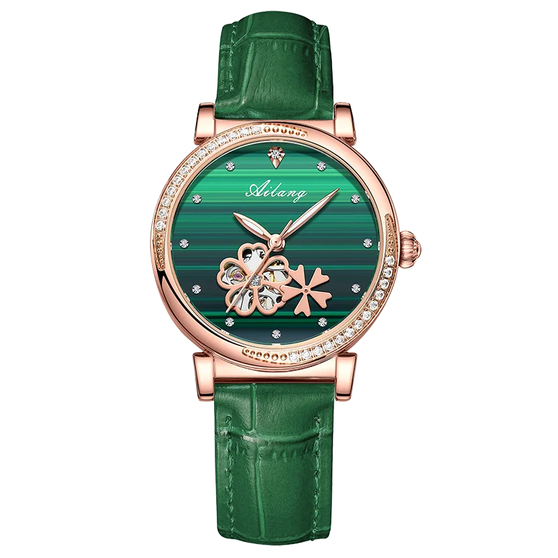 ساعة Fish Fish النسائية الأوتوماتيكية بتصميم هيكل عظمي ماسي/حجر الراين، مجموعة أساور قابلة للتخصيص، اختيار هدية