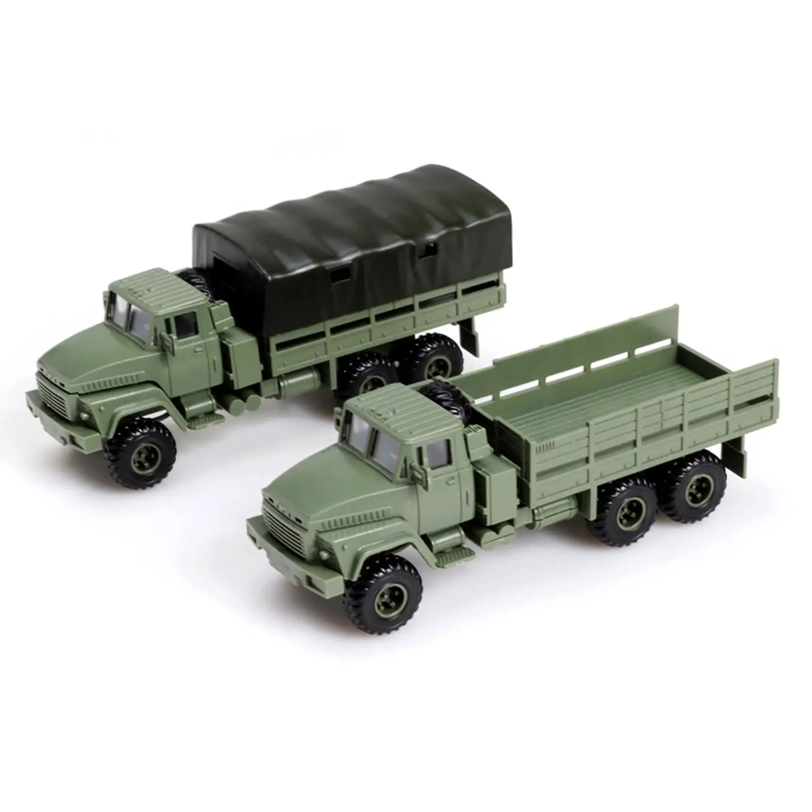 2x 1/72 Scale Transport Truck Model Ornament Toys Assemblable Display Accessory truck Vehicle Toy for Bedroom Presents Girls