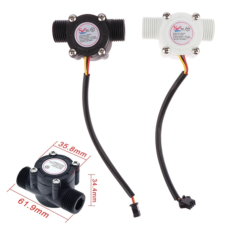 Sensor Switch YF-S201 Water Flow SensorFlowmeter Hall Flow Sensor Water Control Liquid Flow 1-30L/min 2.0MPa