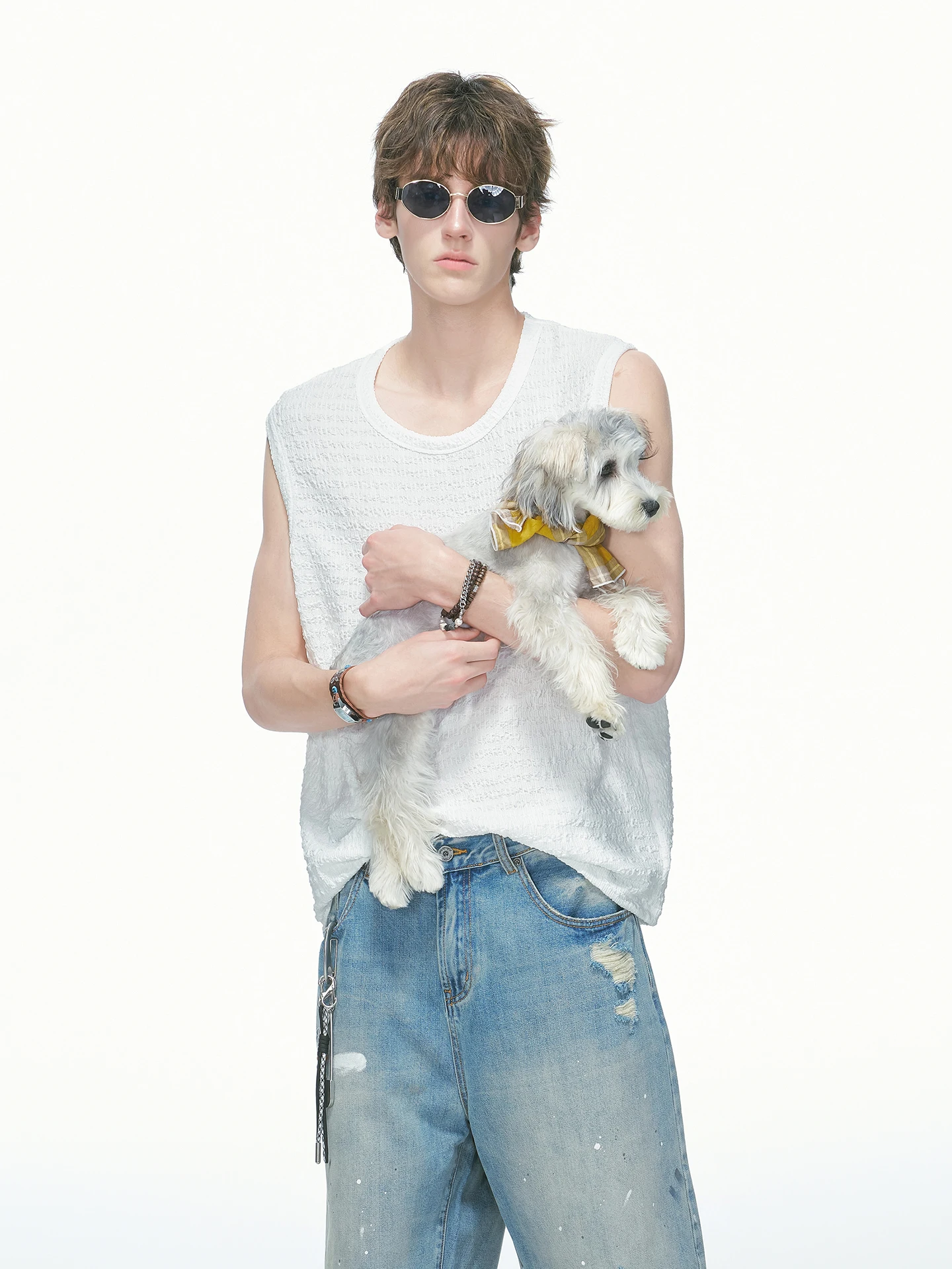 Dream Made American Style Sporty Sleeveless Vest Men's Summer Texture Trendy Fitness Shoulder T-Shirt Youth Casual Wear