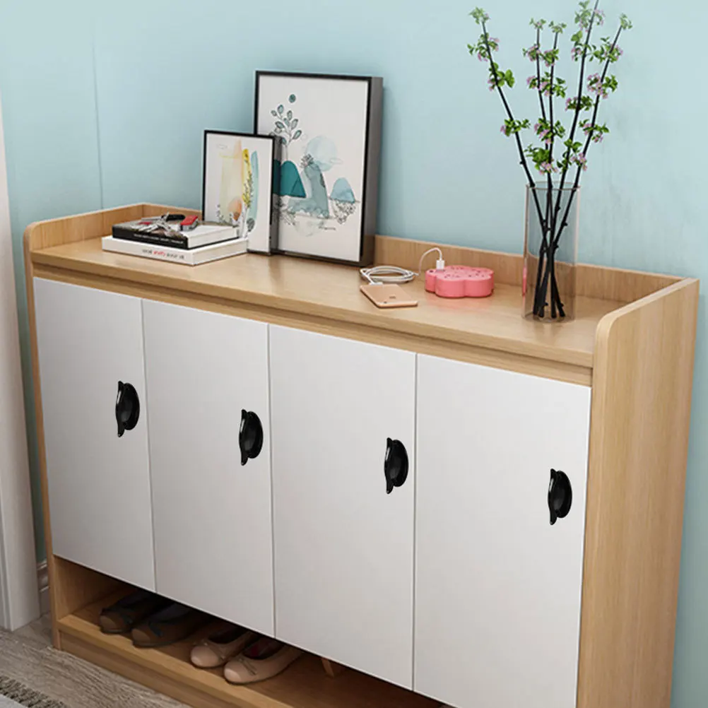 

4Pcs Self Adhesive Cabinet Pull Handles Durable ABS No Screw Replacement Drawer Knobs Smooth Surface Cupboard Door Handle