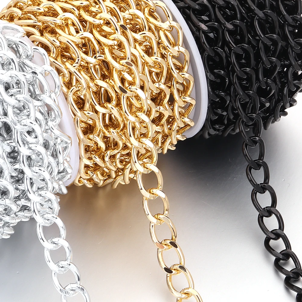 

5Yards 12x8mm Twisted Aluminum Chains Extender Chain Bulk Chain For Jewelry Making DIY Bracelet Necklace Link Chain Accessories