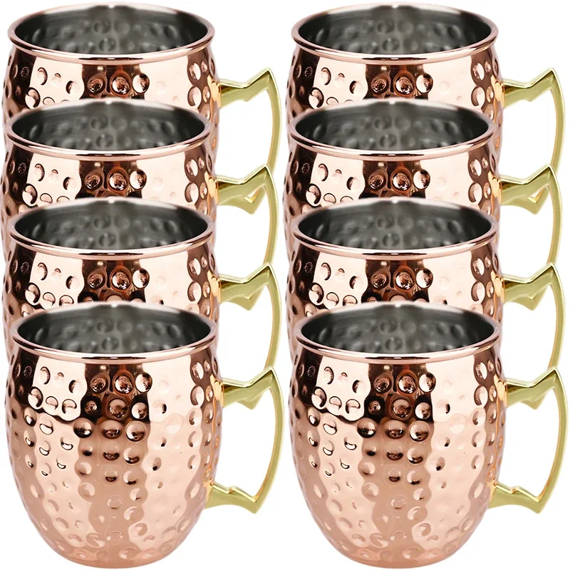 

2025 New Cocktail Wine Cup Moscow Mule Mug Stainless Steel Beer Cup Coffee Bar tools Drinkware for Ramadan Copper Plated Cup