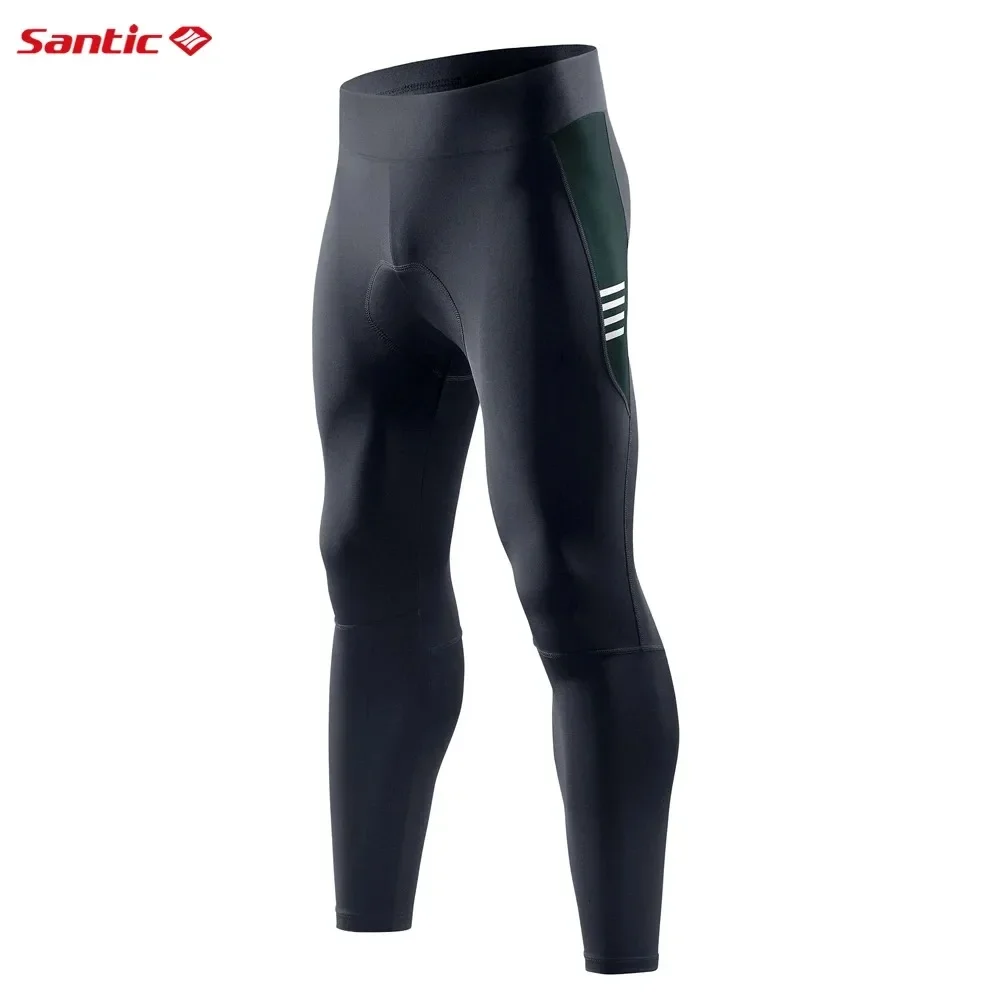 Santic Pantalon Cyclisme Homme Long Rembourré 4D Gel | Collant VTT Respirant Anti-Transpiration Pour Route, MTB, Vélo, Taille L Noir