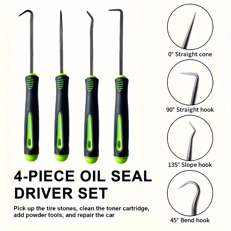 4Pcs Oil Seal Picking Hook Set Removing Car Oil Seal O-Ring Seal Gasket Puller Remover Auto Disassembly Car Repair Tool