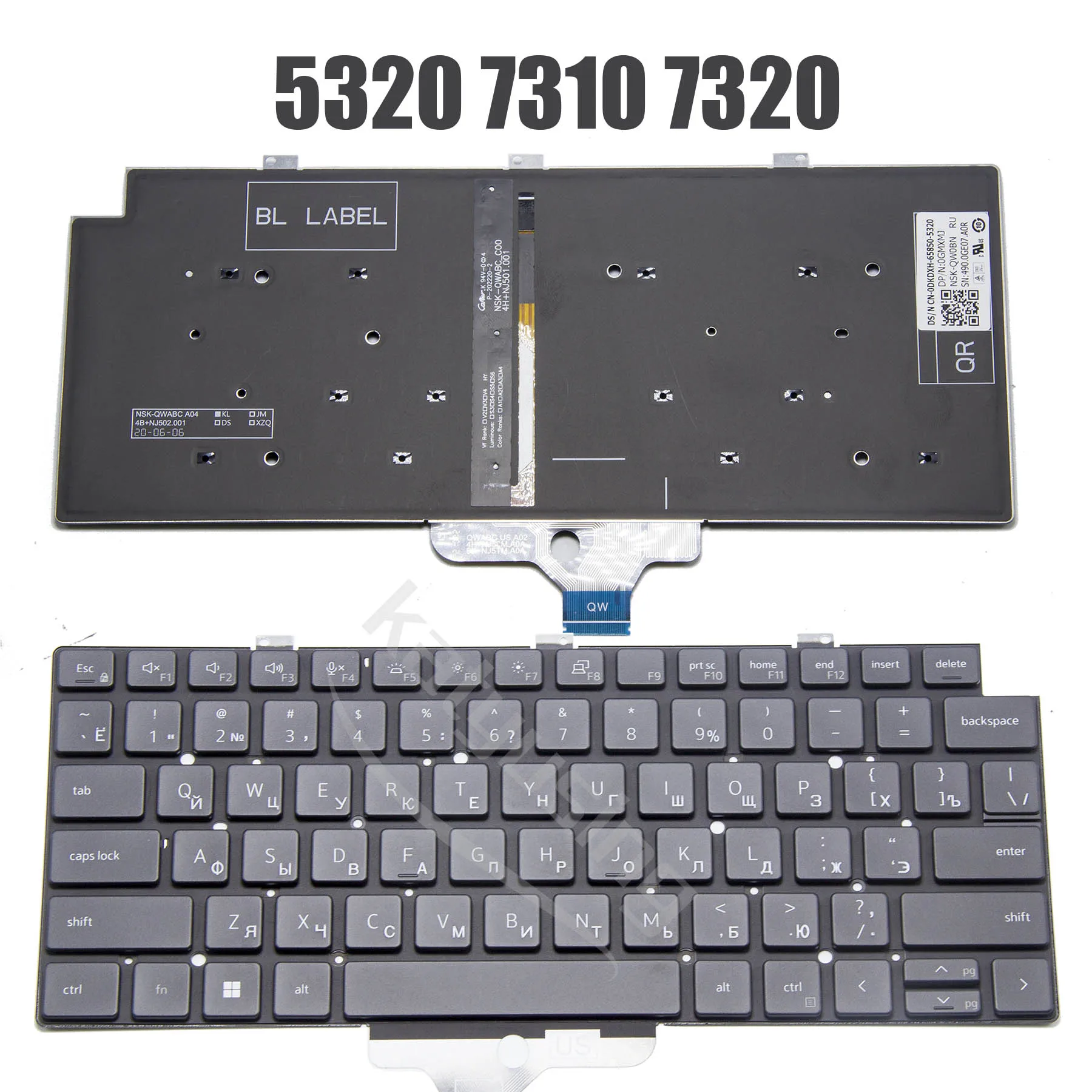 Rus US Spanish Latin Keyboard for Dell Latitude 5320 7310 7320  With Backlit