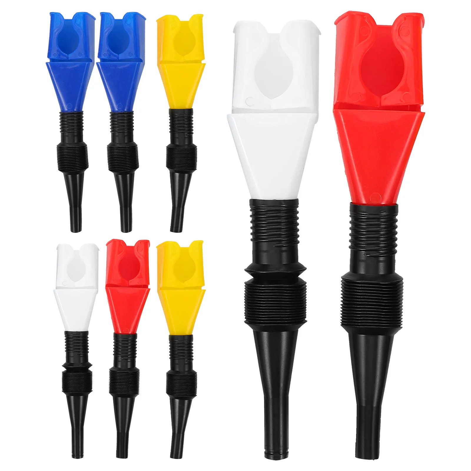 

8Pcs Fuel Funnel Hose Engine Oil Funnels Flexible Snap Clasp Design Long Neck for Car Motorcycle Automotive Use Gasoline Filling