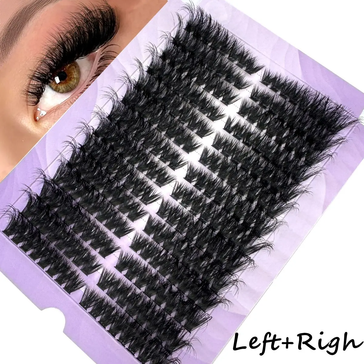 14Rows50D-100D Fluffy Lash Clusters Thick Volume Eyelash Clusters Extensions Left/Right Individual Lashes Cat Eye Lash Extension