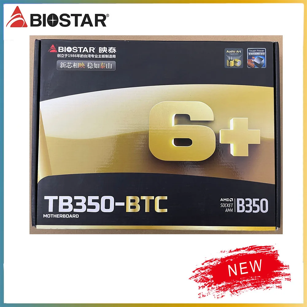 NEW TB350-BTC ATX 6PCI-E Mining For Biostar TB350-BTC Motherboard Socket AM4 DDR4 32G B350 PIC-E 3.0 Original Desktop Mainboard