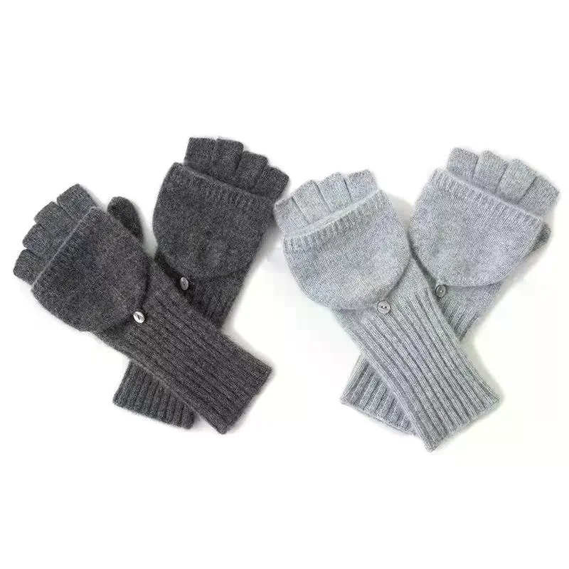

Cashmere Mitten Warm Knitted Fingerless Gloves Flip Mittens For Men Women Student Boys Girls Half Finger Gloves Thicken Gloves
