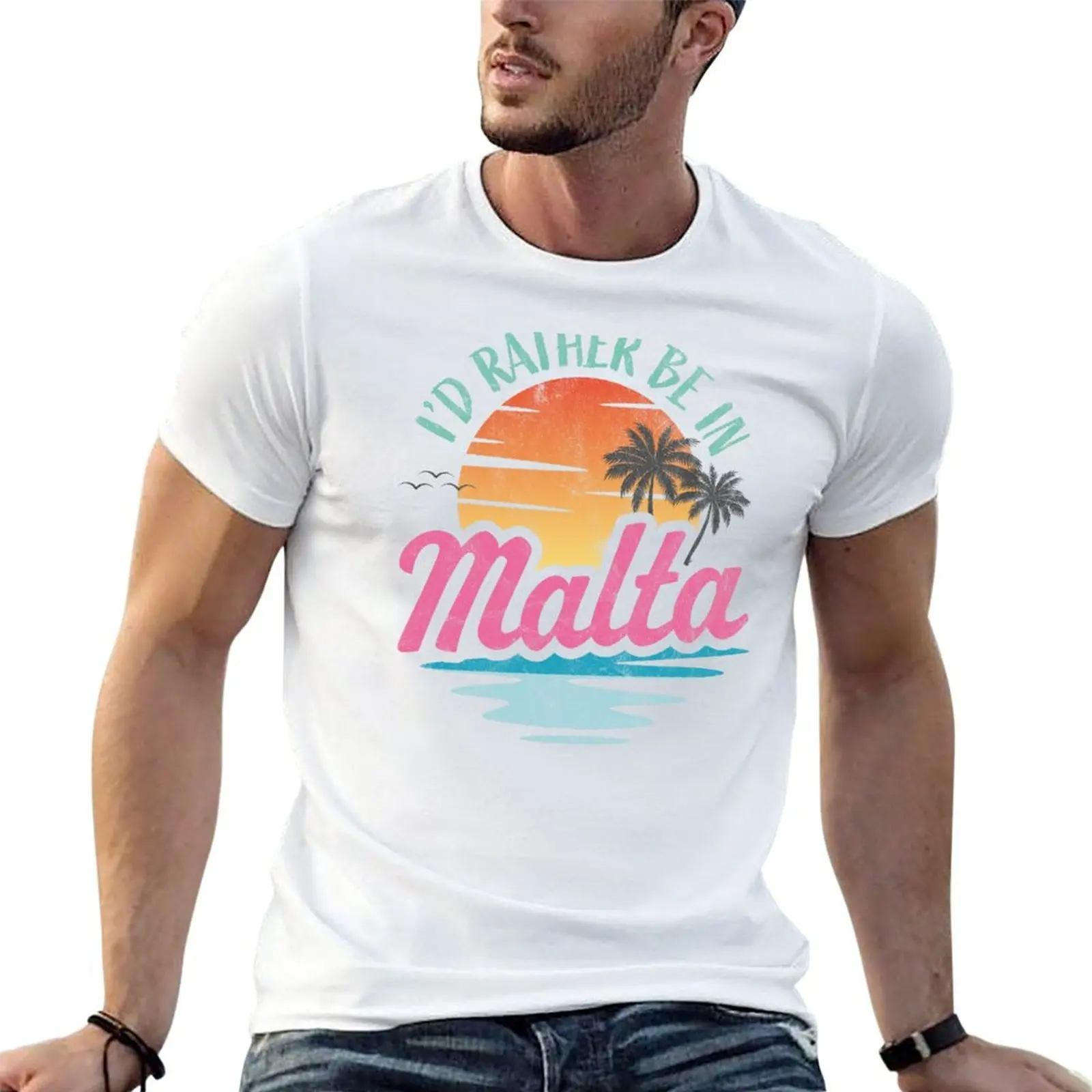 

I'd rather be in Malta T-Shirt man t shirt luxury t shirts for man cotton funny funny t shirts man T-shirt