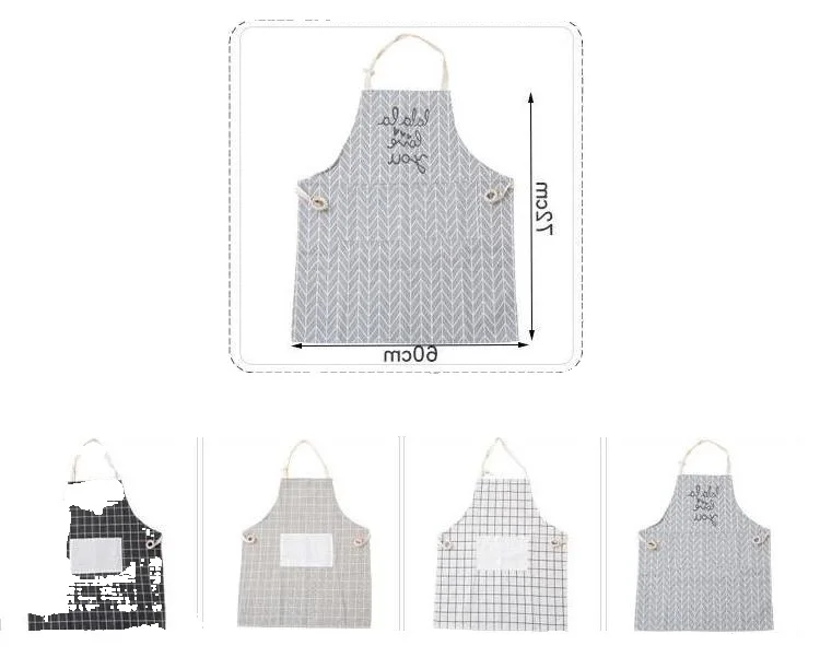 Lady Women Men Adjustable Cotton Linen High-grade Kitchen Apron For Cooking Baking Restaurant Pinafore Wholesale